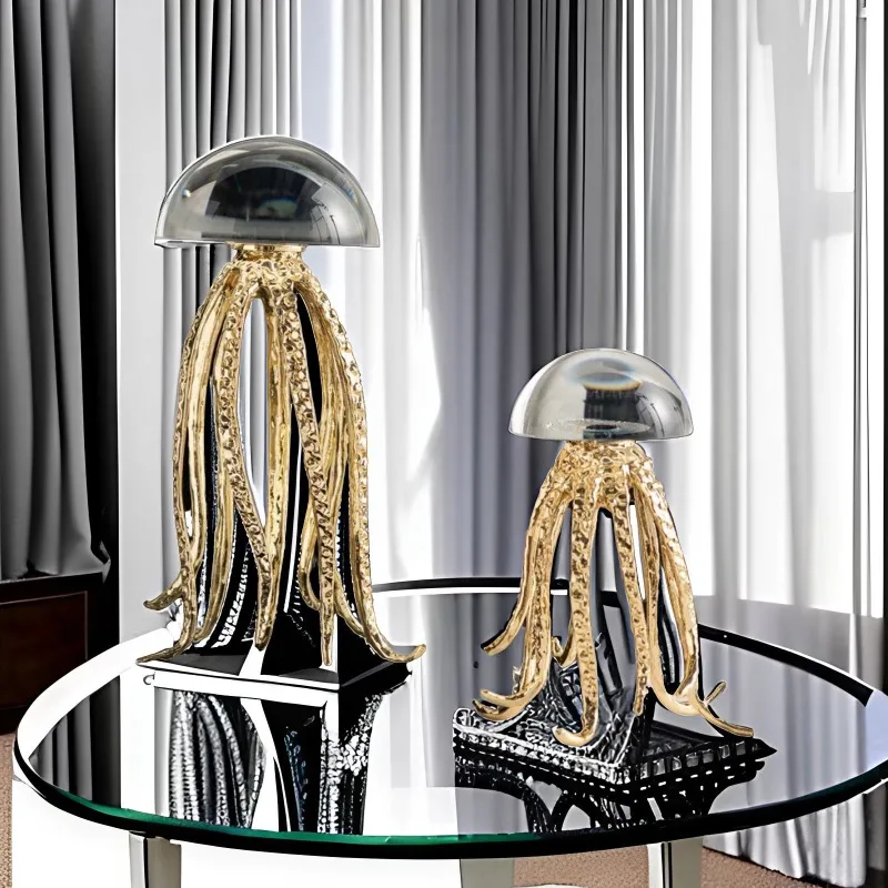 

Light Luxury Crystal Jellyfish Marine Art Theme Ornaments Living Room Desktop Metal Soft Decorations