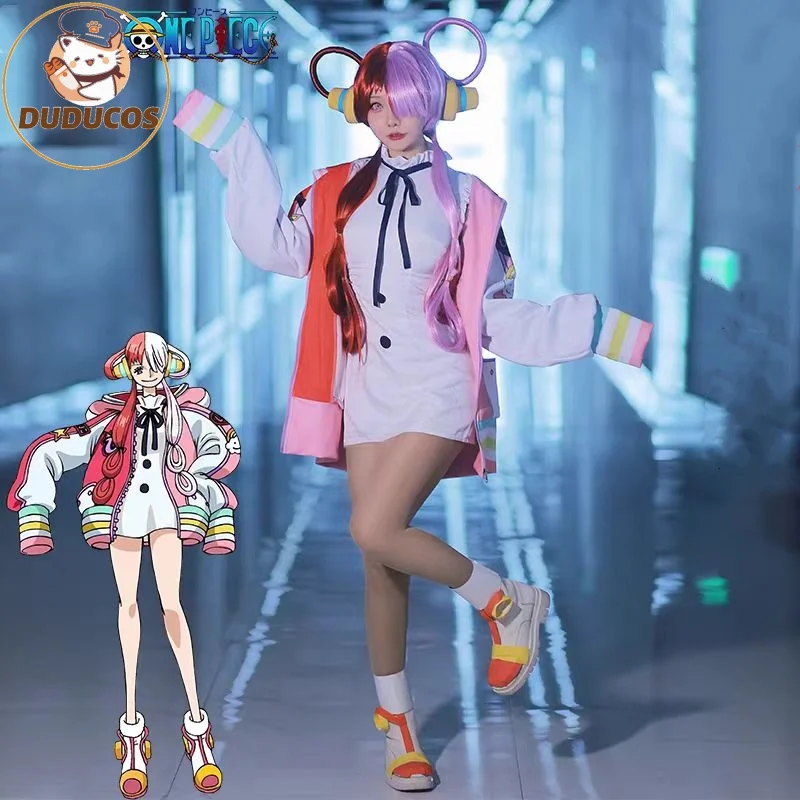 

Anime Cosplay Costume Film Red Uta Clothes Kid Adults Wig Wing Uniform Coat Earphone Carnival Party Christmas Full Set