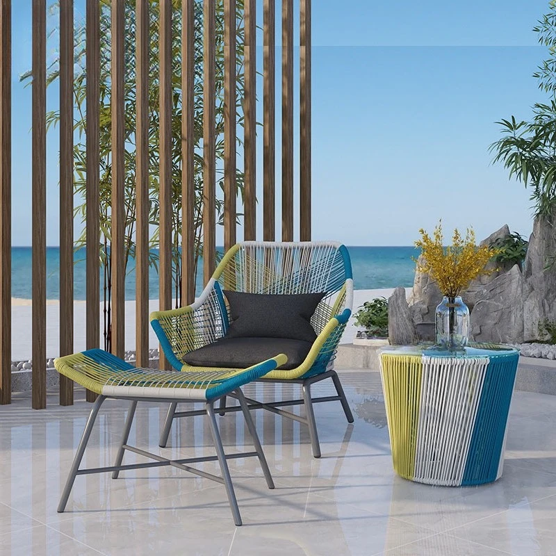 

Outdoor courtyard terrace rattan chair waterproof and sunscreen small courtyard modern simple aluminum alloy rattan chair