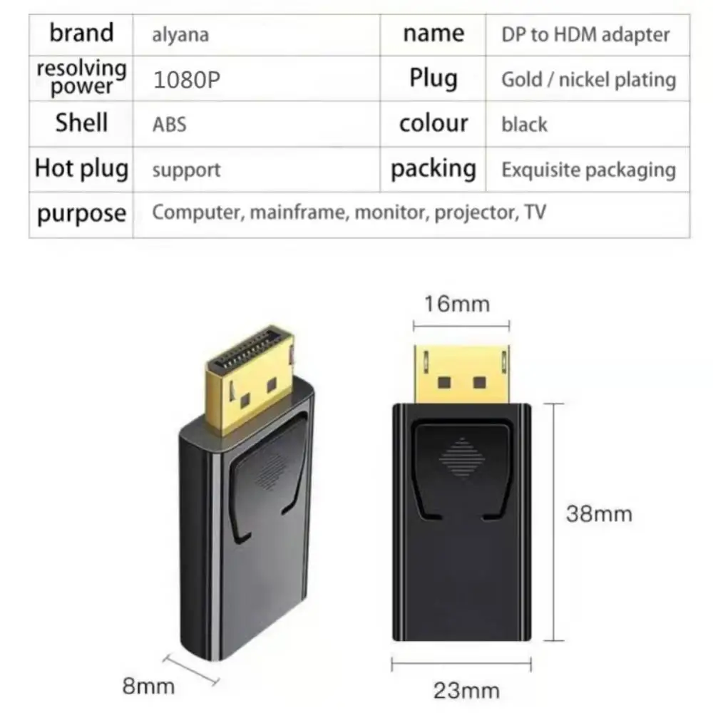 1~10PCS DP To HDMI-compatible Adapter For PC TV Cable Computer Monitor Converter Gold/nickel Plated Plug DisplayPort Usb Adapter