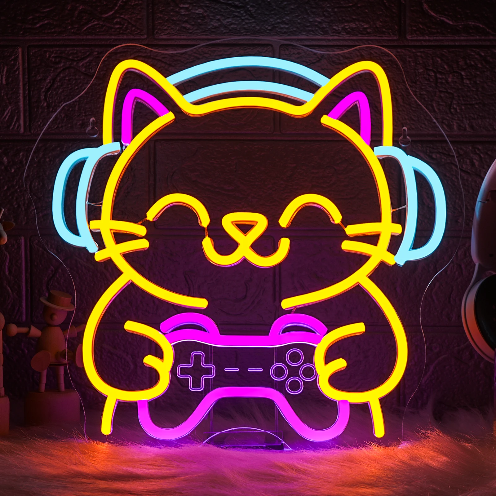 

Game Cat Neon Signs Custom For Wall Decor For Game Room Acrylic Art Decor With Dimmable Home Bar Bedroom Cafe Man Cave Decor