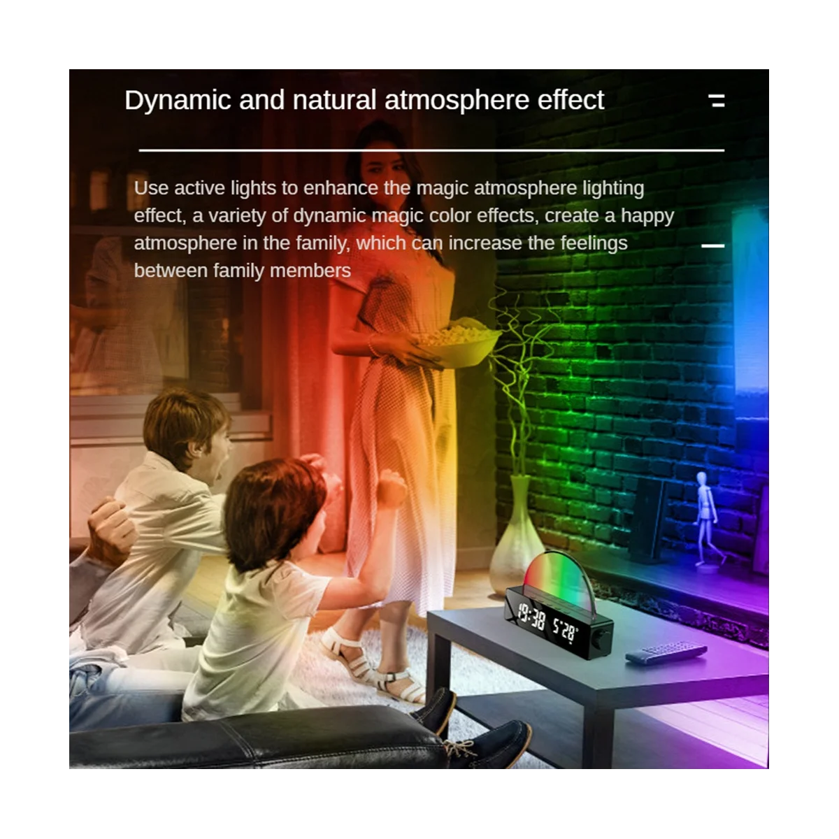 Multi Color Sunrise Despertador com Carregador USB, Wake Up Light, Dawn Simulator, Abajur Sun Lamp, Branco