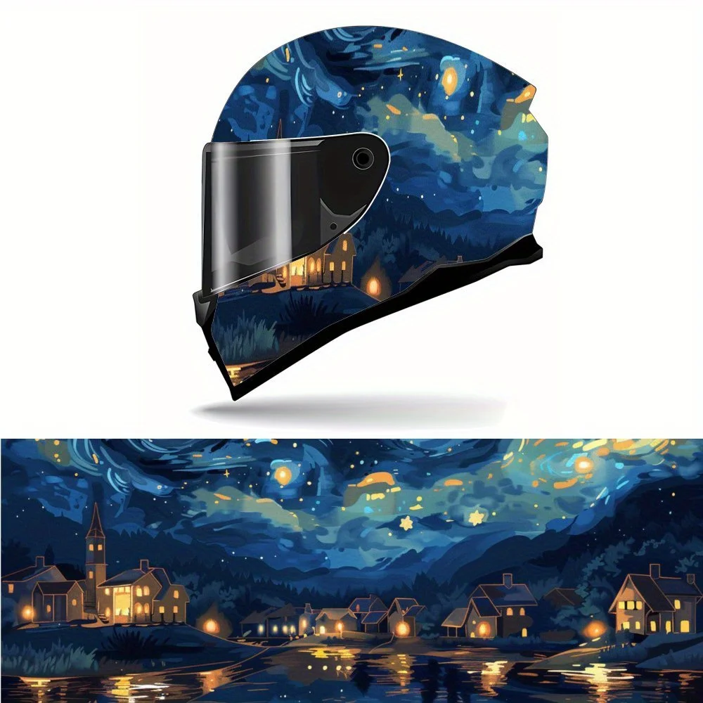 

Cool Van Gogh's Brushstroke Full Helmet Wrap Sticker Motorcycle Helmet Racing Graphic Decal Vinyl Wrap Helmet Decor Sticker