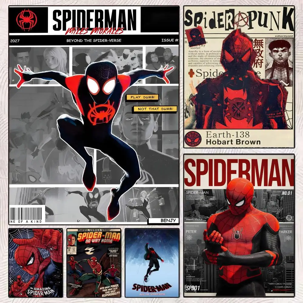 MINISO-Póster de Spider Man Moive, pegatina de pared extraíble, Mural artístico autoadhesivo para el hogar, oficina, sala de estar, comedor, decoración de pared