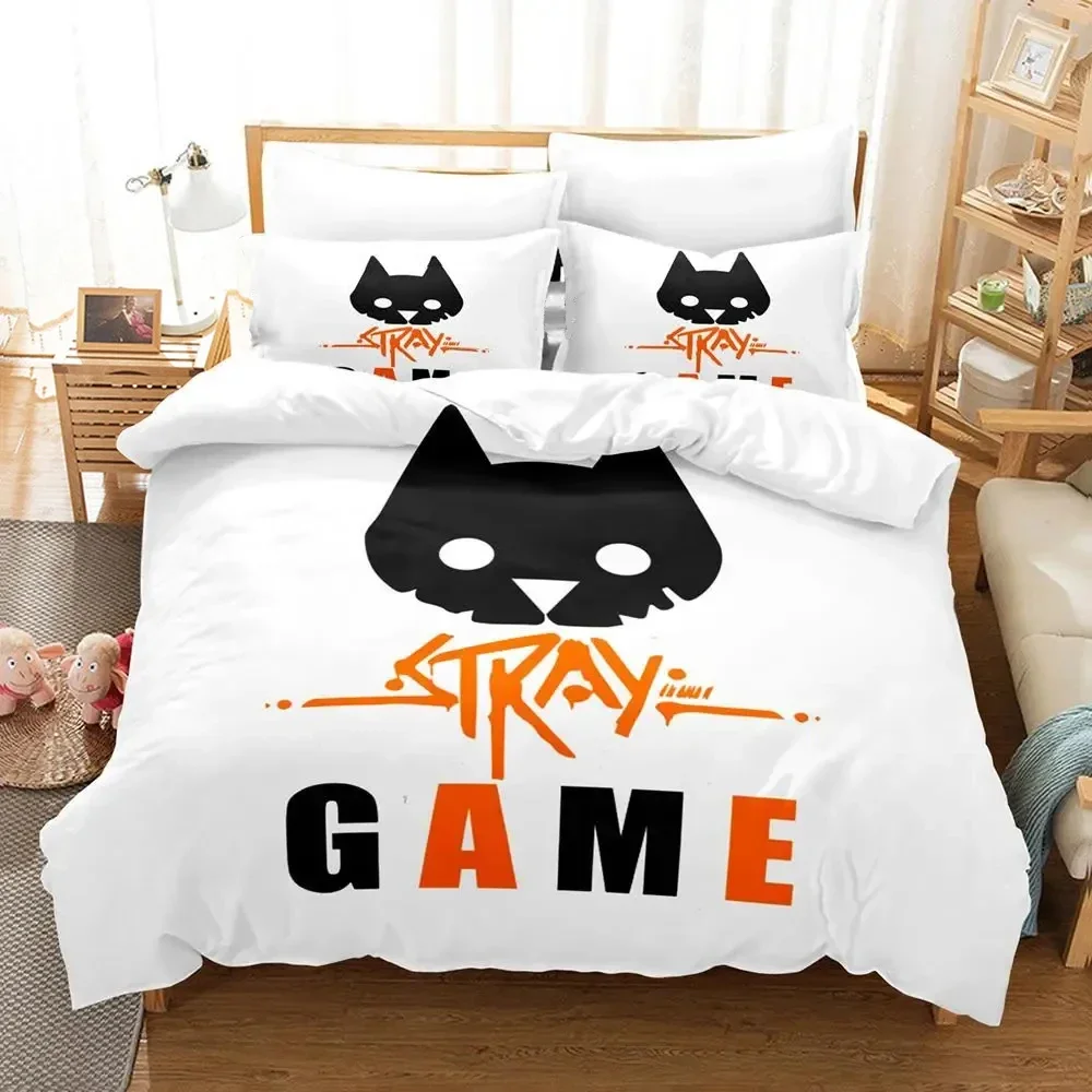 3D Print Game Stray Cats Bedding Set Duvet Cover Bed Set Quilt Cover Pillowcase Comforter King Queen Size Boys Adult Bedding Set