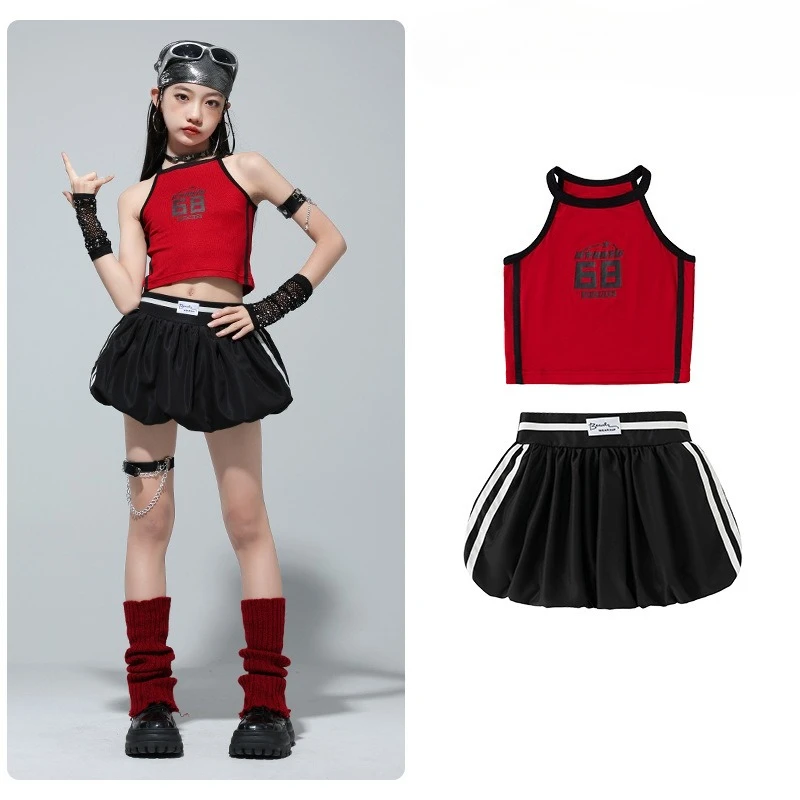 Hip Hop Girls K-pop Crop Top Street Dance Skirt Cool Streetwear Outfits Group Sweet Jazz Costumes Stage Performance Clothes Sets