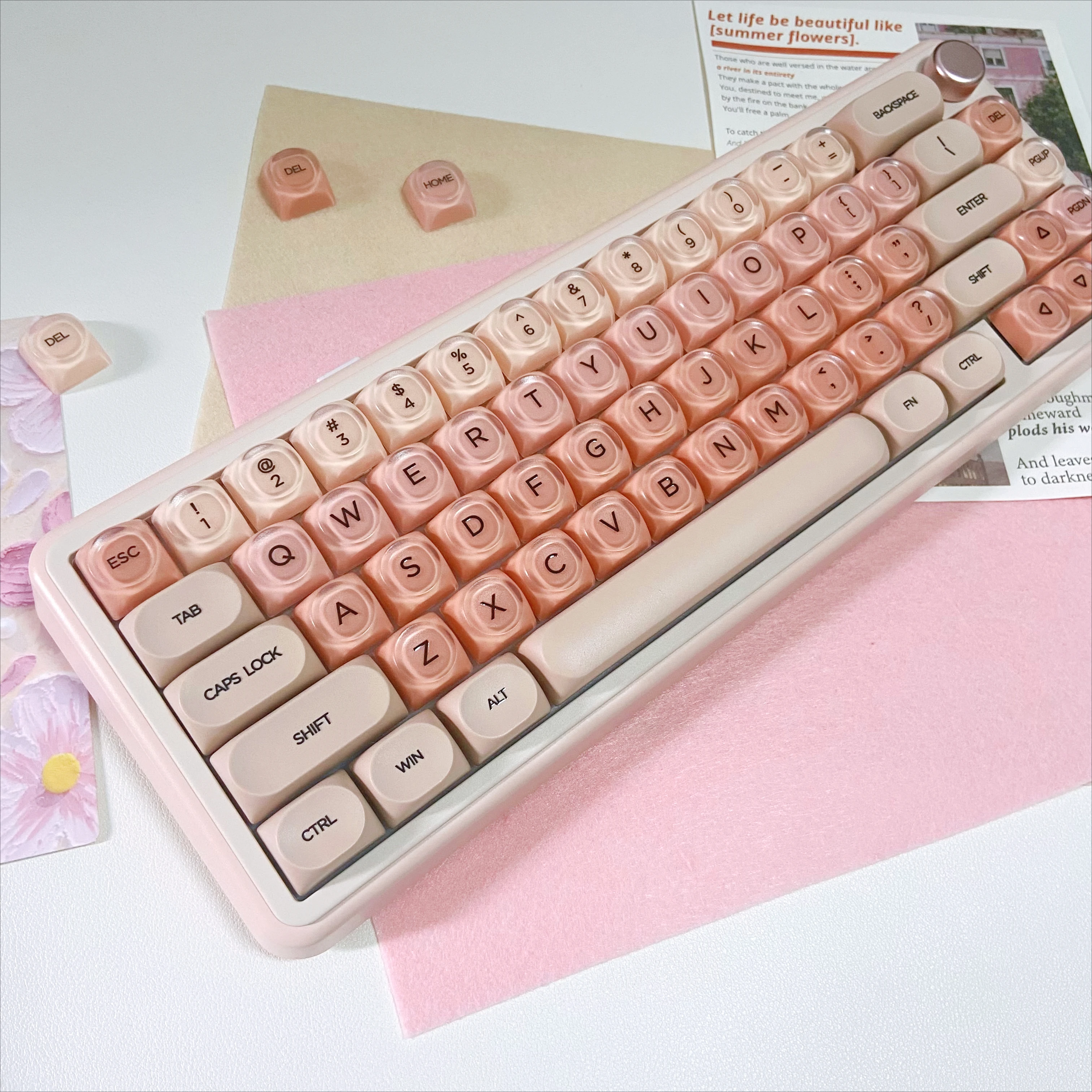 أغطية مفاتيح كريستالية وردية HOA أغطية مفاتيح مخصصة للألعاب لوحة مفاتيح ميكانيكية PBT مجموعة أغطية مفاتيح للوحة المفاتيح المكتبية #3