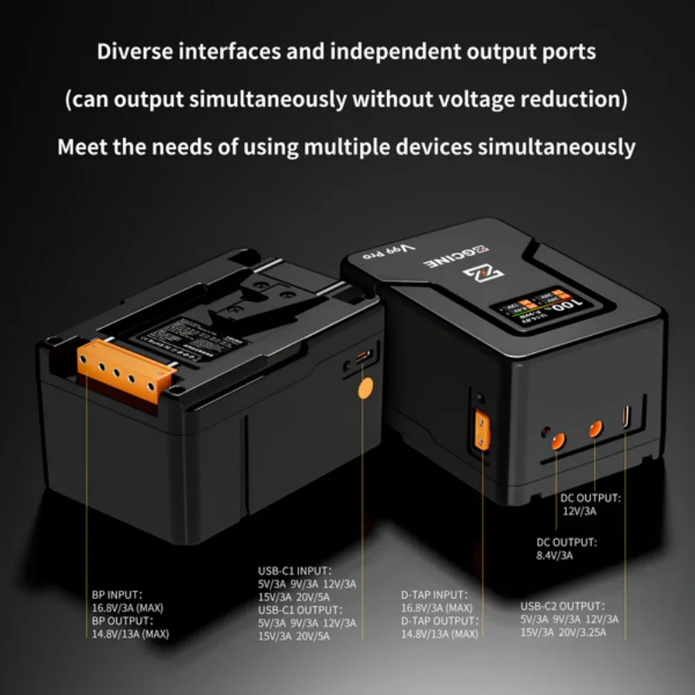 【DO BRASIL】ZGCINE V99 Pro V160 V Mount Battery PD Fast Charger D-TAP USB-A Dual USB-C Port For BMPCC 6K Pro Canon R5C Sony FX3
