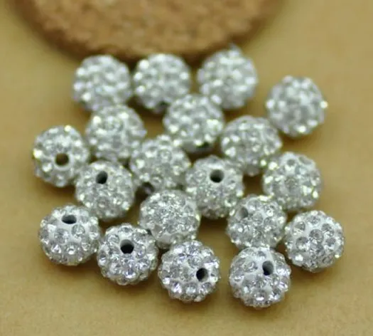 50pcs 4 6 8 10 12mm white Rhinestone Ball Beads Clay Paved Crystal Disco Spacer Beads For DIY Jewelry Making Necklace gh4s d4