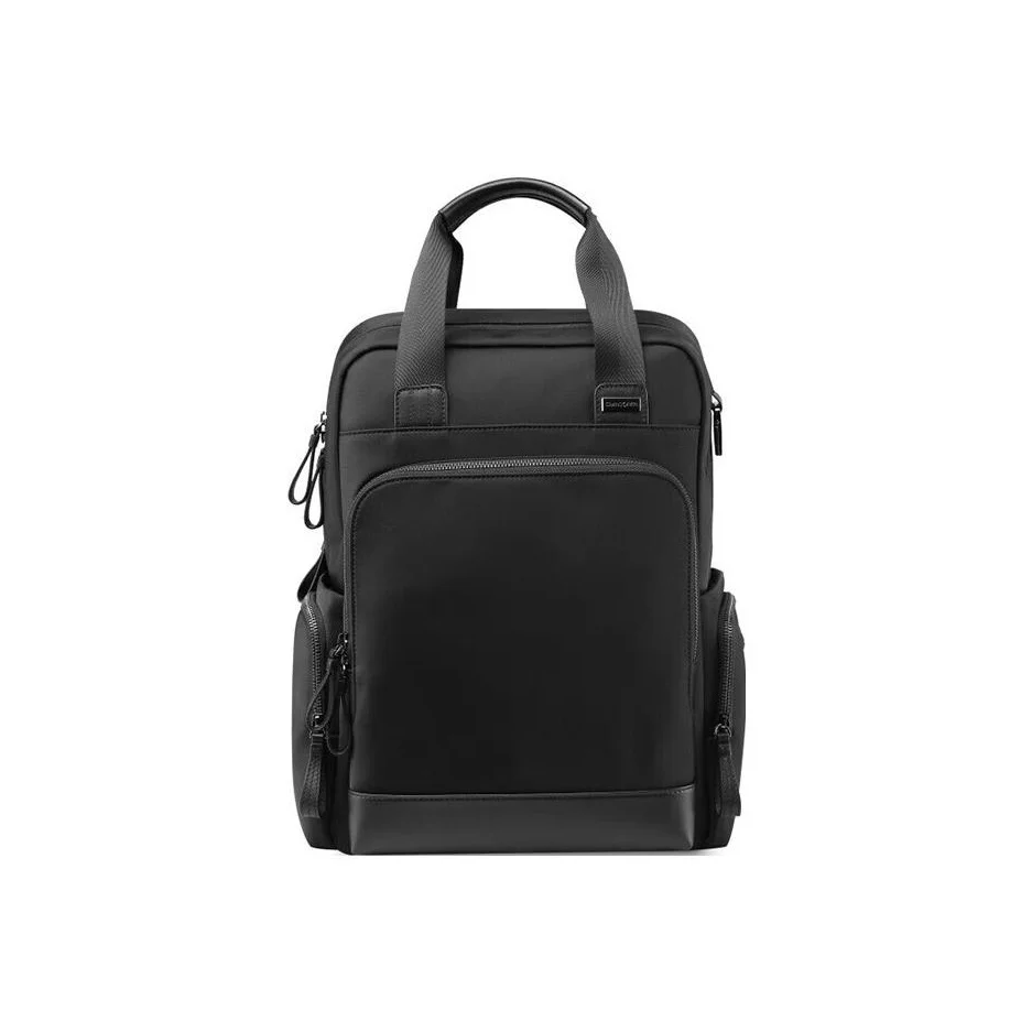 Bolsa para Laptop SAMSONITE em Tecido com Couro de Vaca, Bolsa de Viagem, Mochila Masculina Preta