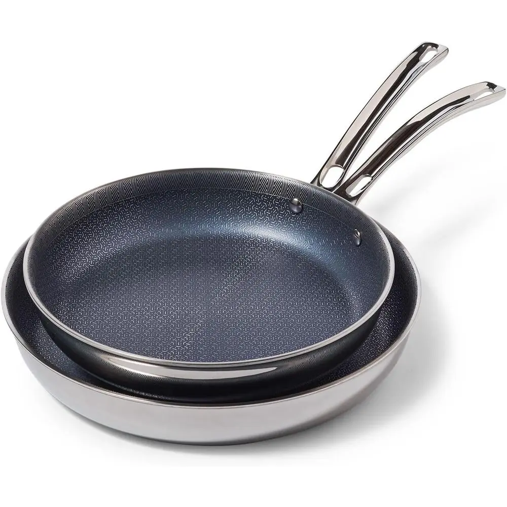 

Сковороды с антипригарным покрытием, гибридные, из 2 частей плюс нержавеющая сталь, 9,5 и 11 дюймов, серебристые