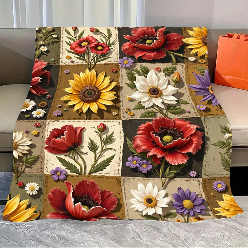 1 قطعة بطانية الفانيلا خمر الأزهار خليط لحاف بطانية لديكور المنزل مريح
