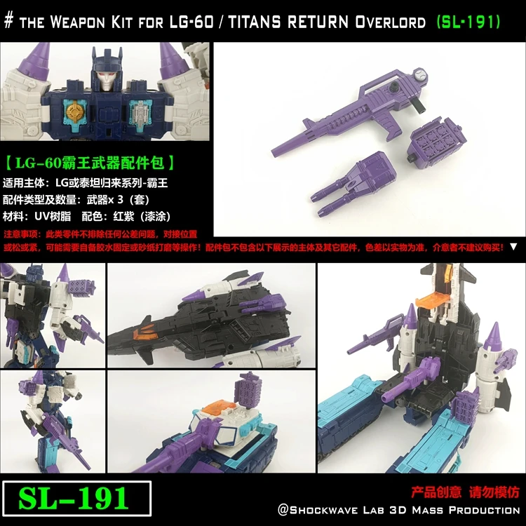 Transformatoren Shockwave Lab SL-191 das Waffen-Upgrade-Kit für LG-60 Titanen geben Overlord-Zubehör zurück