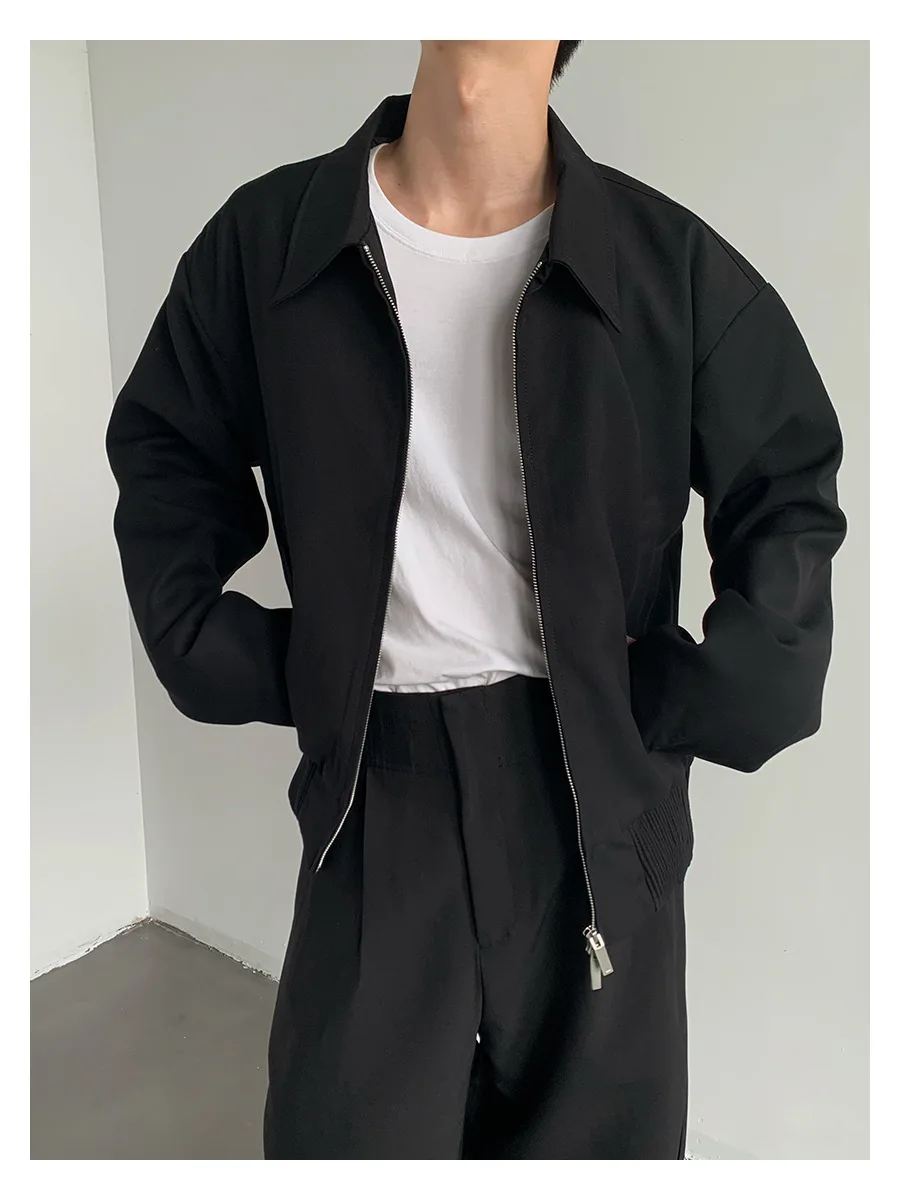 

TRSYPHXM 2024 autumn and winter new high-end jacket with shoulder pads, loose solid color lapel, black short jacket