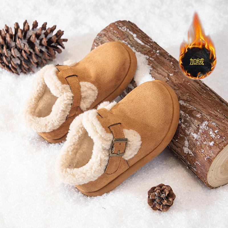 2025 طفل لينة جولة تو أحذية الشتاء فتاة عادية أحذية رياضية الشقق مع الفراء فستان الخريف الأحذية القطنية الرجعية #6