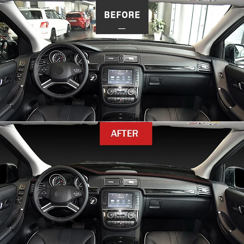 

Чехол на приборную панель автомобиля из алькантары на заказ для Mercedes-Benz R-Class R 320 400 2014-2017, коврик с абажуром, коврики, чехлы «сделай сам»