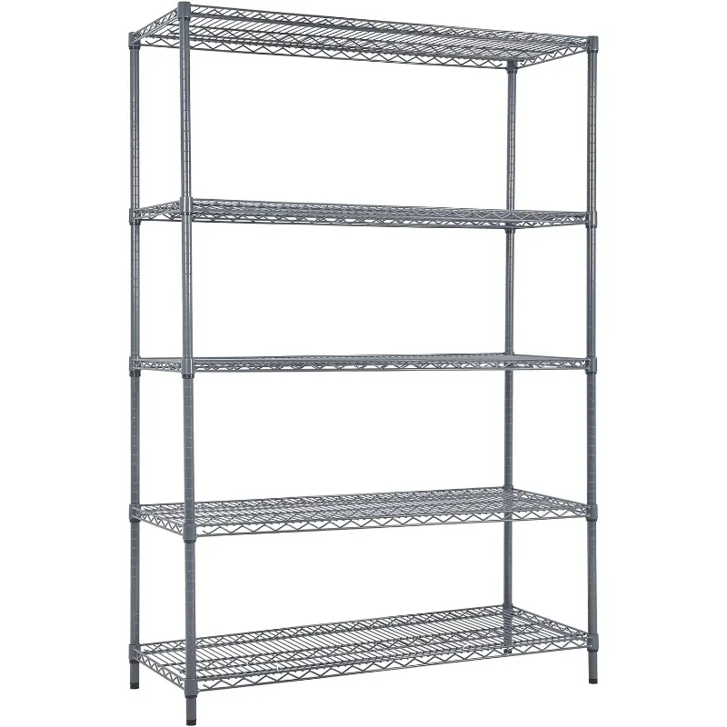 

5 Tier Storage Racks and Shelving - 48" L x 20" W x 72" H Heavy Steel Material Pantry Shelves - Each Unit Loads 350 Pounds