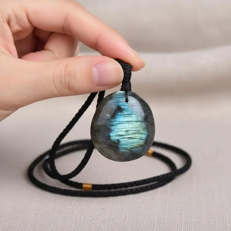 Natural Blue Labradorite Healing Pendant Uniquely Shaped Crystal Gemstone for Bohemian Style Lovers Daily Wear Gift