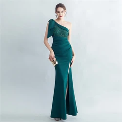 Stunning One-Shoulder Prom Dress with Satin and Mermaid Skirt Customized