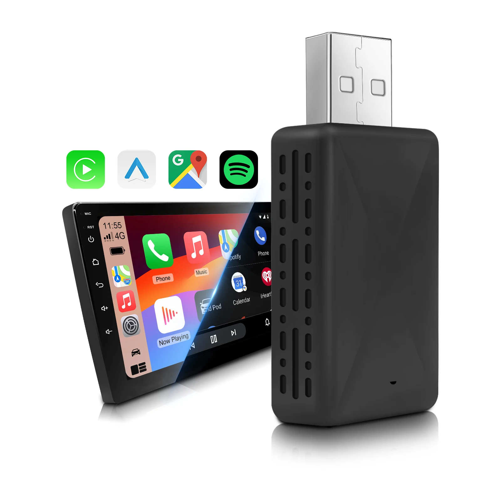 Ezonetronics Wireless Mini Box 2in1 CarPlay Android Auto Mini Box Adapter Smart Plug And Play Dongle Bluetooth WiFi Fast Connect