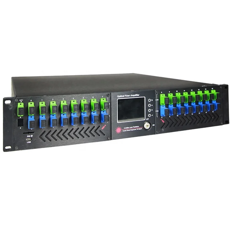 

2U 16 port edfa 1550nm WDM 22dBm FTTH PON OLT Er/Yb EDFA CATV Fiber Optic Amplifier
