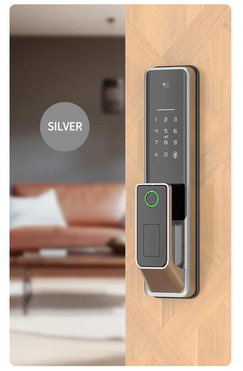 PushPull Peephole Home Security Tuya WiFi Fingerprint Card  Pincode Keyless entry Digital Electronic Smart Automatic Door Lock