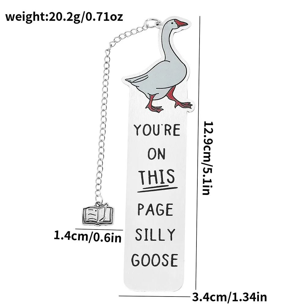 You're on This Page Silly Goose Bookmark, Colorful Animal Stainless Steel Pendant Bookmarks,Bookmark gifts for animal enthusiast