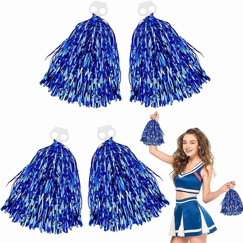 Cheerleading Pom Poms with Handle Cheer Balls Gold Yellow Pink Red Green Blue for Hand Dance Women Girl Kids Pompoms Accessories