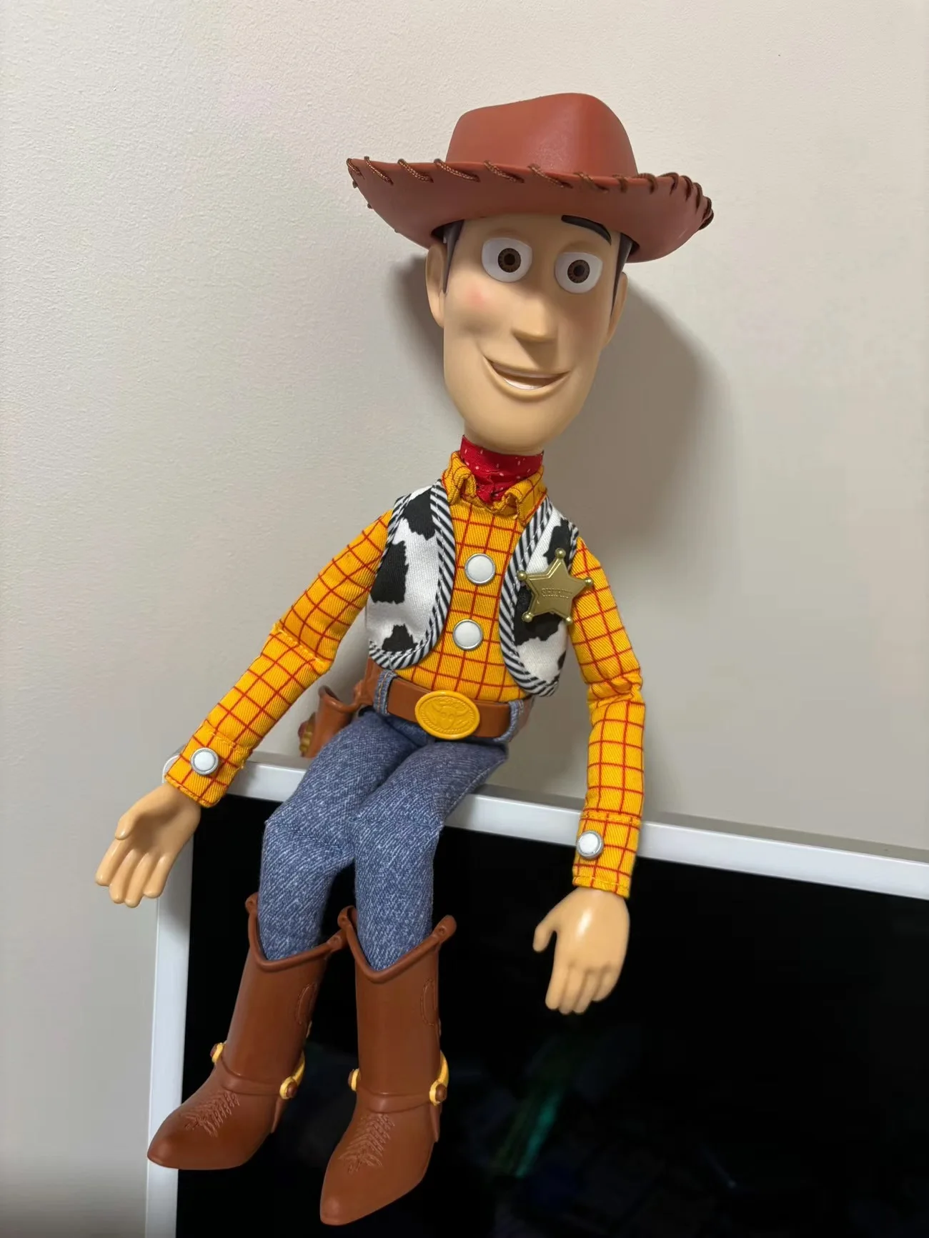 Figurines d'action Disney Pixar Toy Story Woody, 40cm, film anglais, personnage sonore, poupée en tissu, Cowboy, cadeau d'anniversaire pour enfants