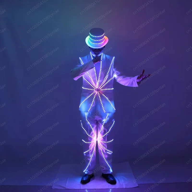Concert LED Luminous Suit, Stage Fluorescent Clothing, Night Party DJ Hat