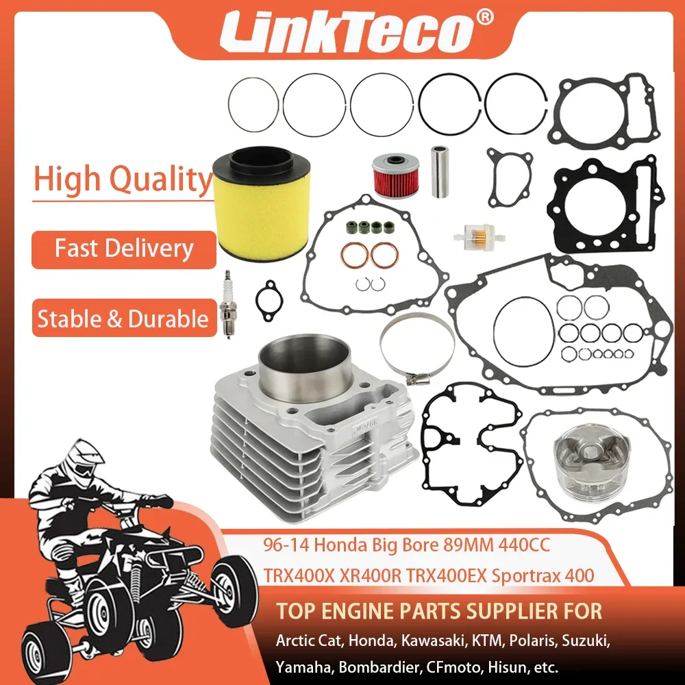 ATV 96-14 STD 85mm 400cc Cylinder Piston Full Gasket Set for Honda TRX400EX XR400R Sportrax 400 TRX400 2x4 Top End Kit Filter