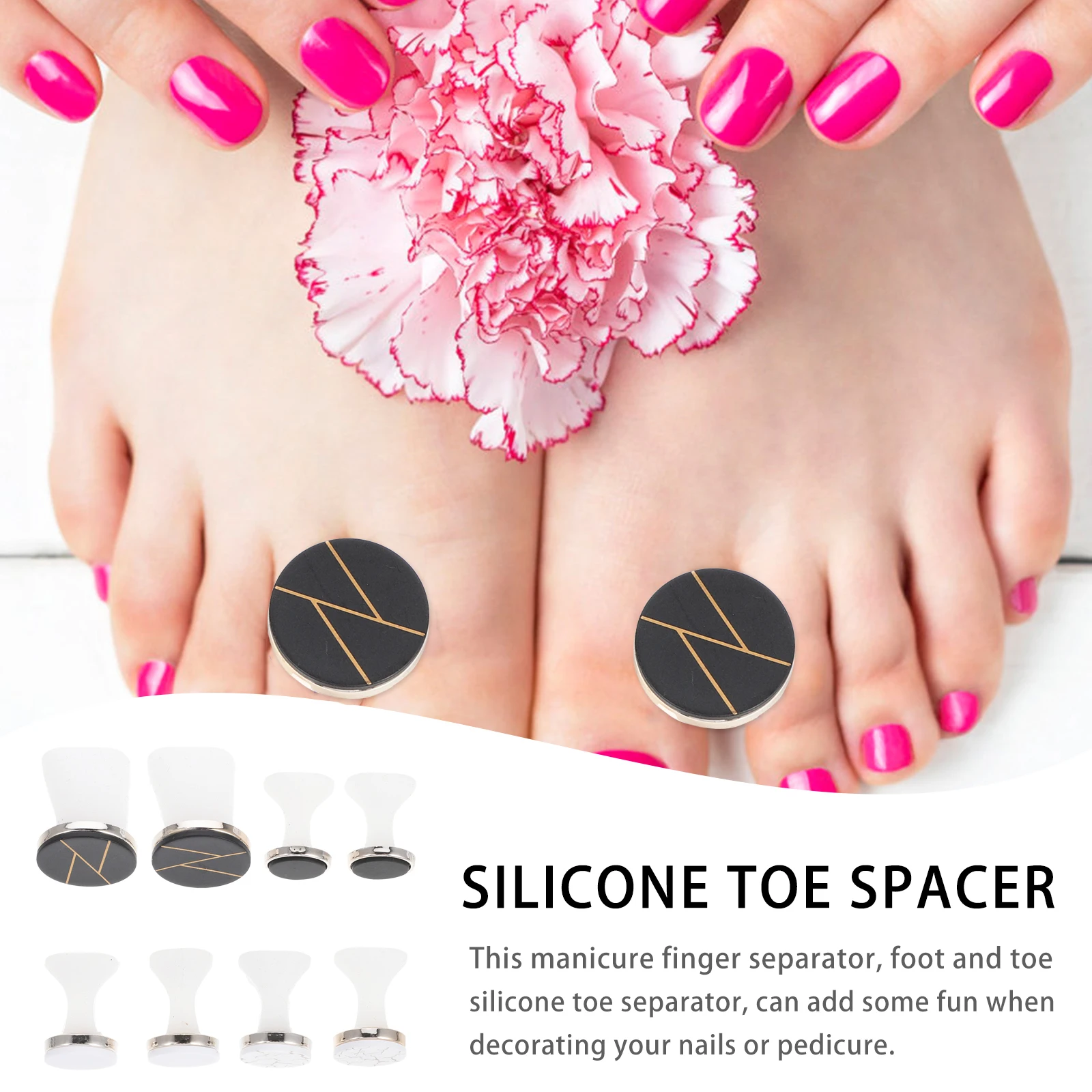 

8 Pcs Separators Nail Art Feet Toe Separator Pedicure Silicone Spacers Salon Tools Durable Practical Home Professional Use