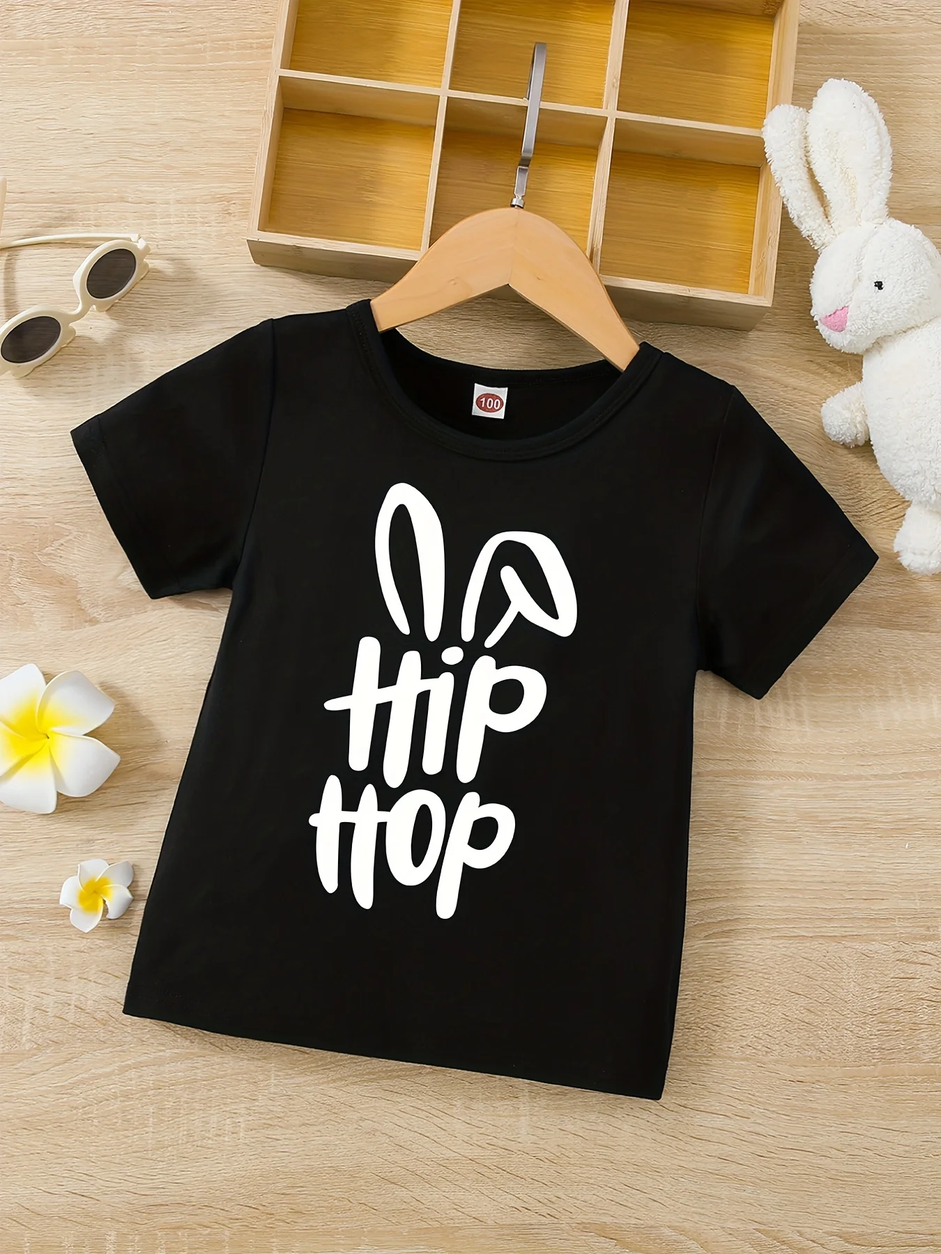 

HIP-HOP Black T-Shirt Casual Crew Neck Short Sleeve Summer Streetwear Tee Lettering Children New Round Neck Thin Loose Base Tops