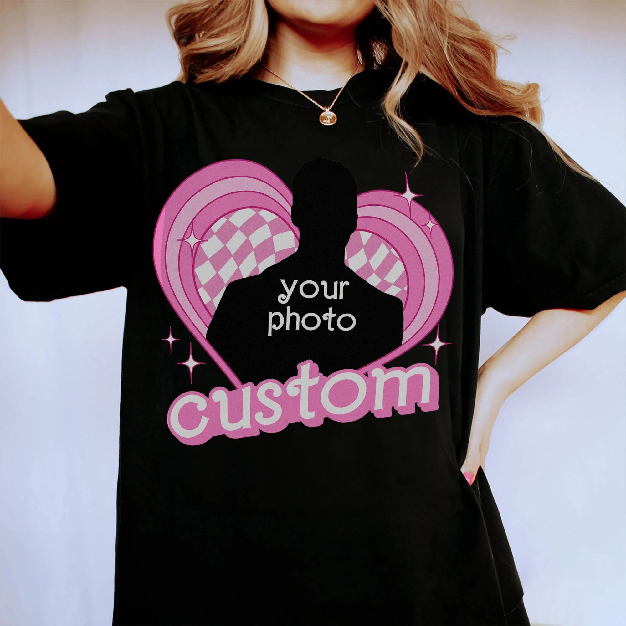 Bonecas rosa personalizadas camiseta, foto vintage Bootleg, ideia aqui inserir o design, anos 90