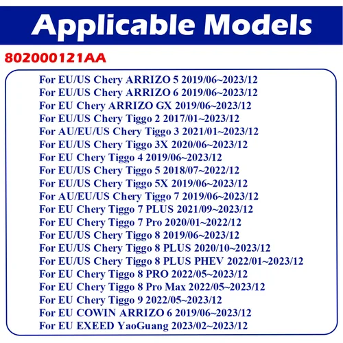 Imagen 2 del producto 802000121 Sensor de presión de neumáticos AA TPMS para Chery Tiggo 2 3 3X 4 5 5X 7 8 Tiggo 7 8 PLUS Tiggo 8 Pro Max ARRIZO 5 6 GX 433MHz