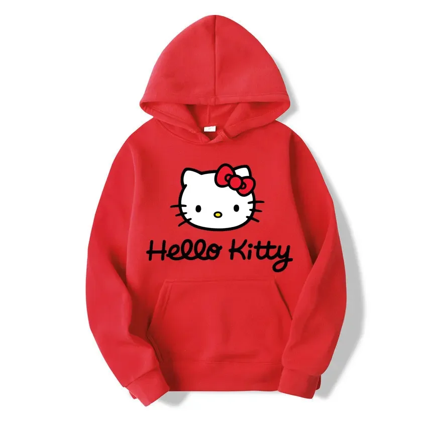 2024 Sanrio Fashion Women Hoodie Hello Kitty Cartoon Anime Men Sweatshirt Spring Autumn Pink Kawaii Woman Oversized Pullover