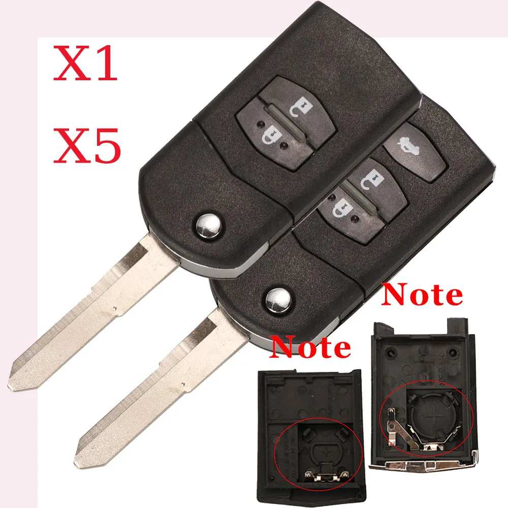 

jingyuqin X1 X5 2/3 Buttons Remote Folding Flip Car Key Fob Shell Cover Case For Mazda 3 5 6 Uncut Blade With Battery Holder