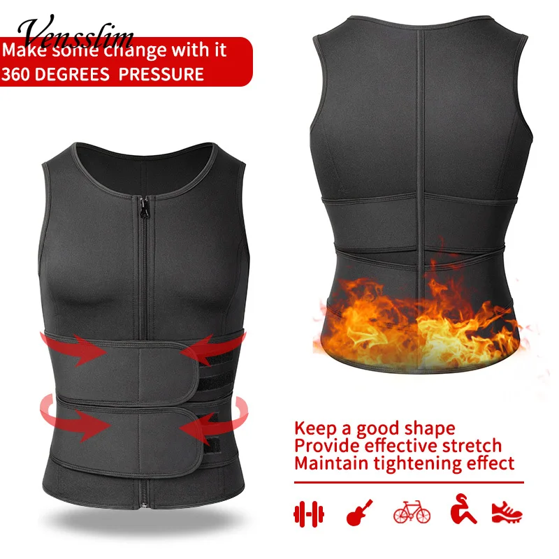 Vensslim Slimming Compression Body Shaper Tops Men Fat Burner Sauna Sweat Trimmer Workout Corset Waist Trainer Weight Loss Vest - view 6