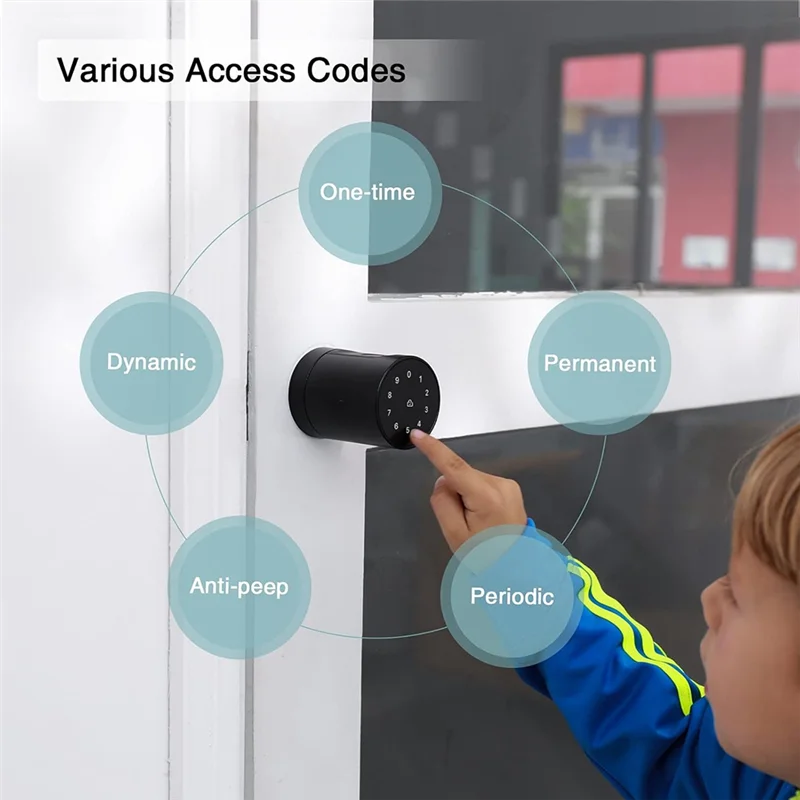 -قفل الباب الذكي MEOF مع بصمة الإصبع NFC، رمز التطبيق، مفاتيح احتياطية، مقبض باب بلوتوث أنيق (بصمة إصبع سوداء + بلوتوث)