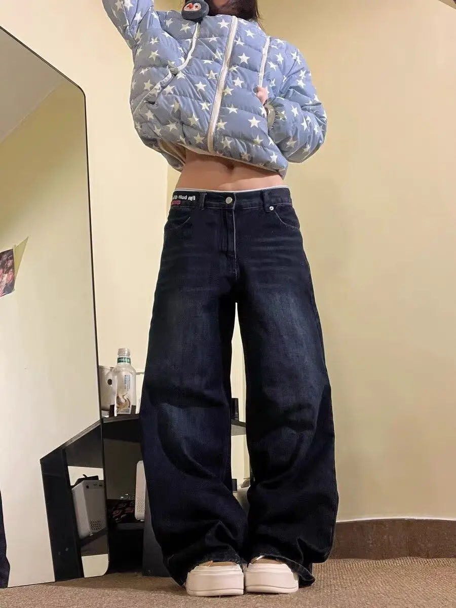 Men's Retro Graffiti Print Jeans High Waist Denim Pants Cool Boy Streetwear Fashion Bottoms Vintage Male Y2k Trousers