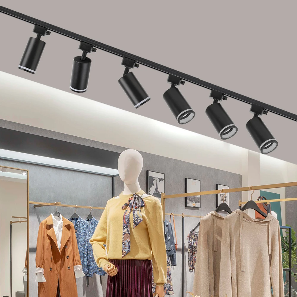 GU10 Led Spot 85-265V Ceiling Track Lamp Rail Lighting System Set LED Rails Lights for Living Room Home Shop Interior Decoration