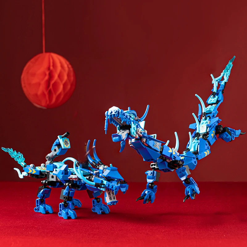

Phantom Ninja Dragon Knight's Blue Ice Dragon Vehicle Children's Building Blocks Toy Desktop Decoration Christmas Halloween Birt
