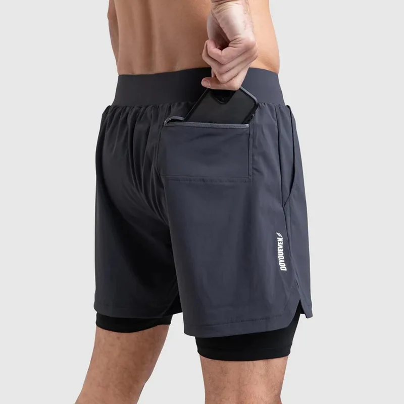 New men's fitness summer and autumn loose plus size sweatpants running equipment training quick-drying elastic double shorts.