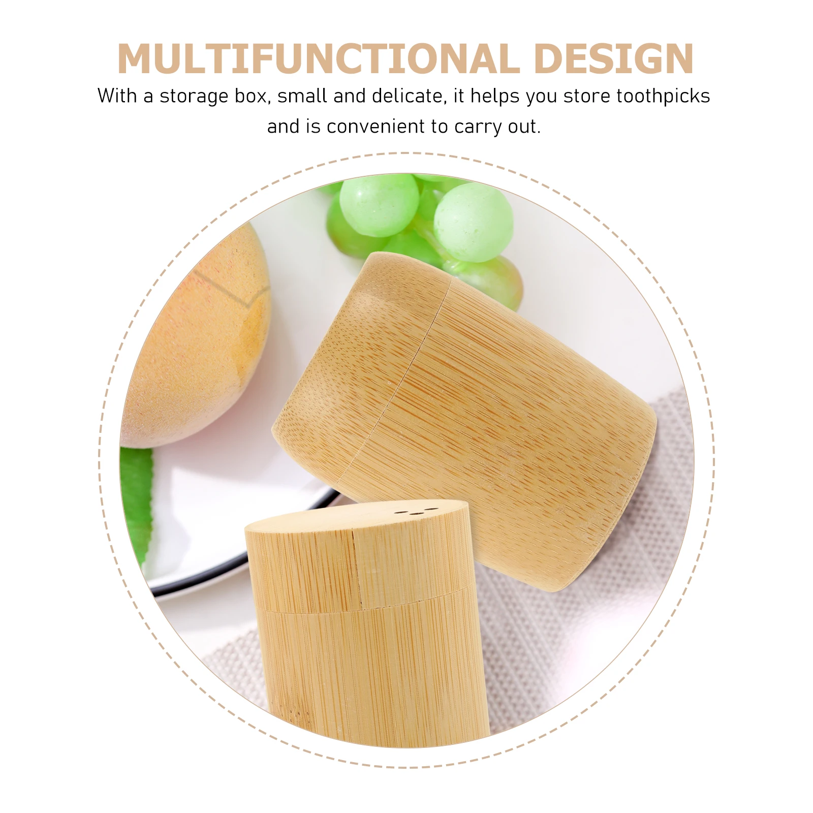 

Bamboo Toothpick Holder Dispenser Water-Resistant Reusable Compact Kitchen Home Office Restaurant Cotton Swab Container Desktop