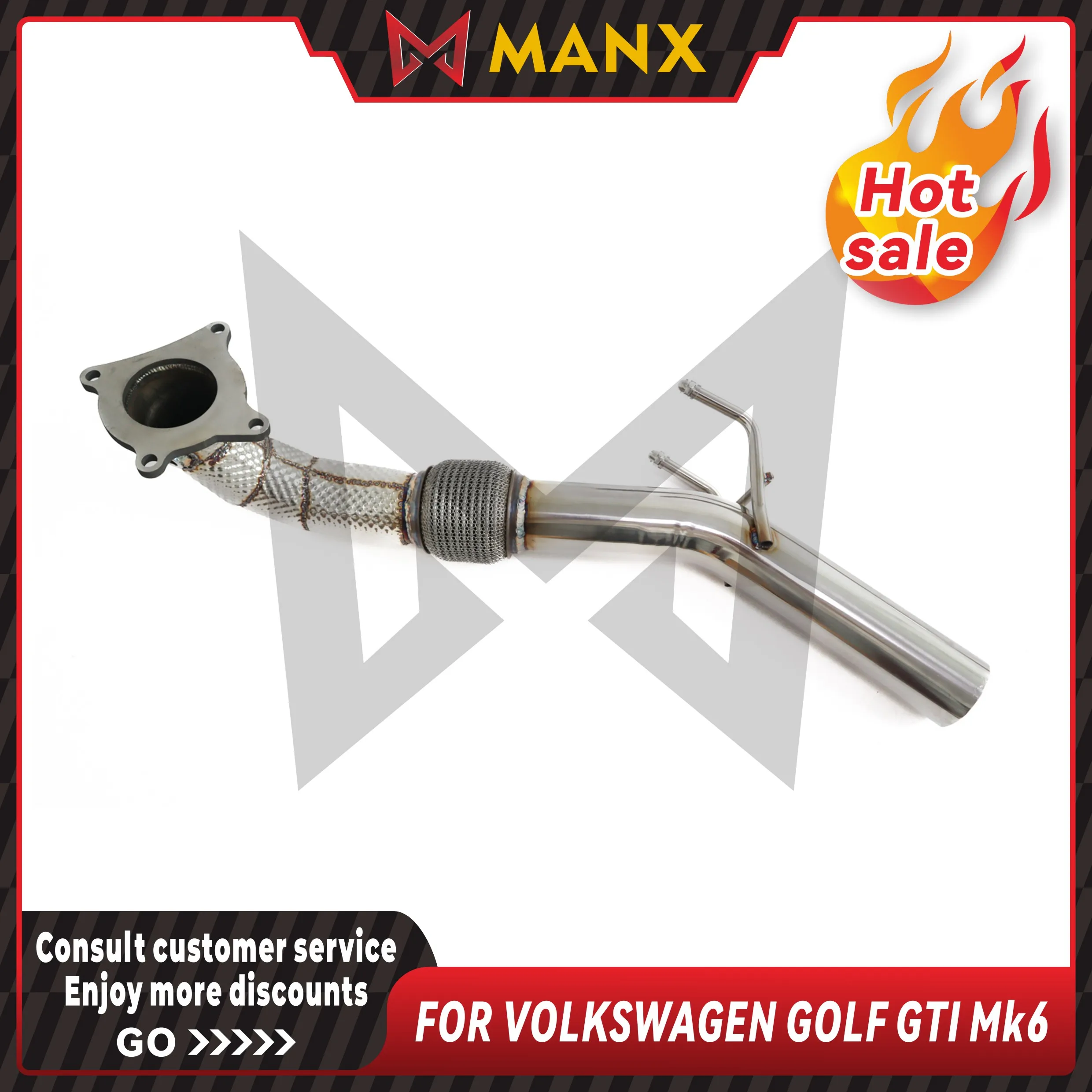 MANX Exhaust system for VOLKSWAGEN GOLF GTI MK6 Catalyzed Downpipe Catless Downpipe Stainless steels Performance exhaust pipe