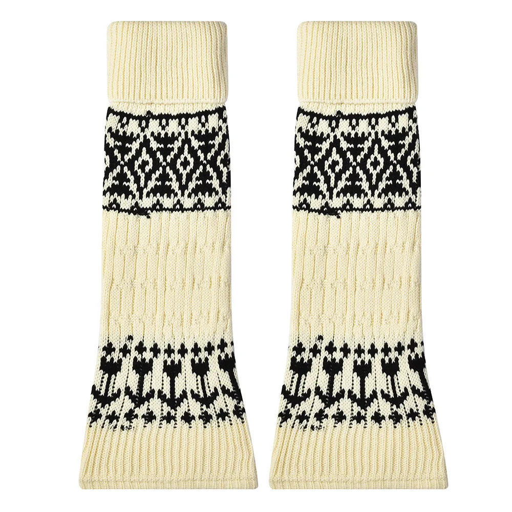 White Woolen Snow Boots Leg Covers Warm Ethnic Sle Mid-Calf Sos for Autumn Winter with oes Protection Leg Warmers Knee High Tube