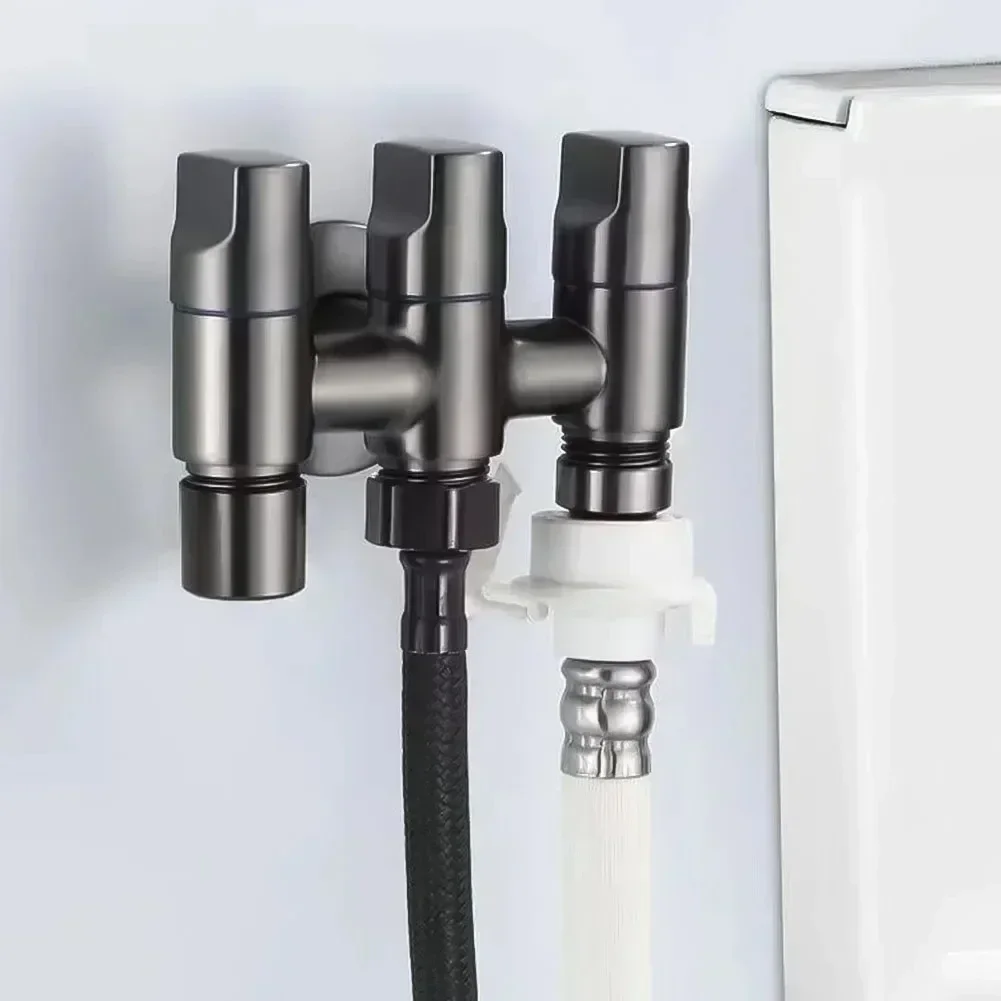 Multifunctional 3 Way Water Distributor Bathroom Faucets Wall Mounted Washing Machine Water Tap Stainless Steel Faucet