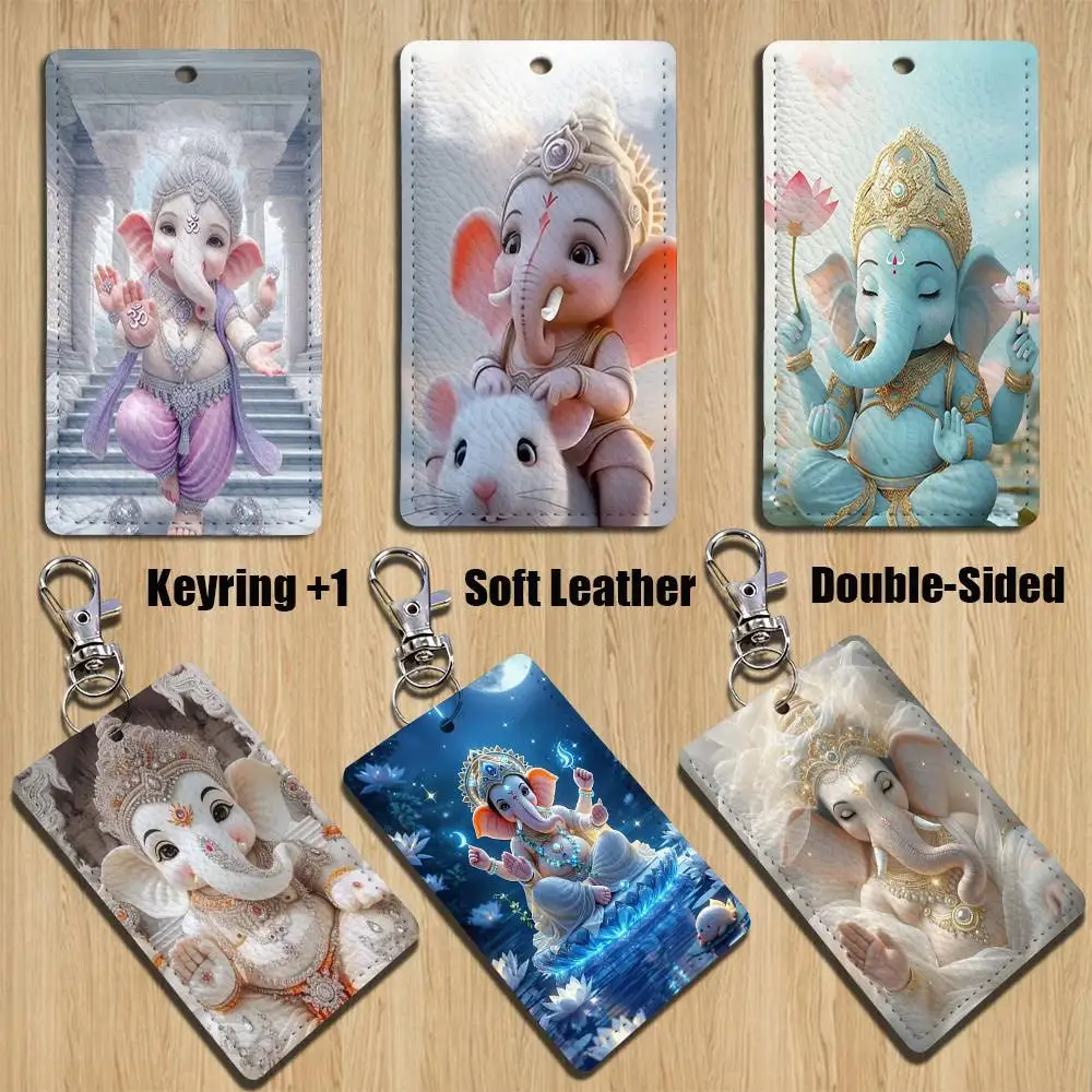 

E-Elephant God COOL GaneshS Cartoon Singer Anime Card Keychain Fashion Pendant Bag ID Door Card Case Bus Card Cute Adult