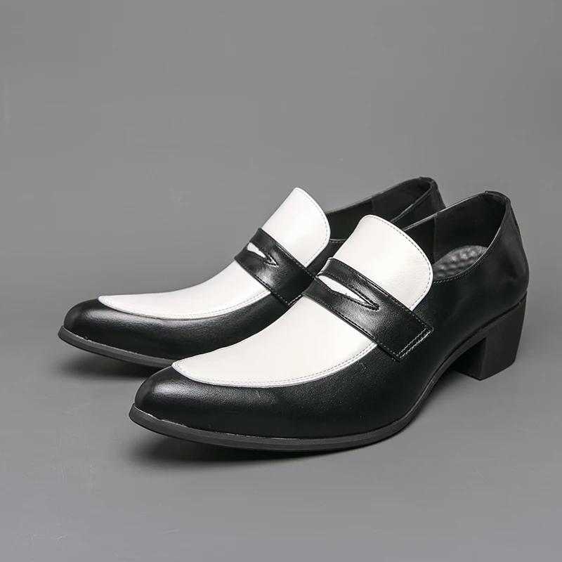 

Luxury Brand Men's High-heeled Loafers Business Height Increasing Leather Shoes Comfortable Non-slip Men's Vintage Office Shoes