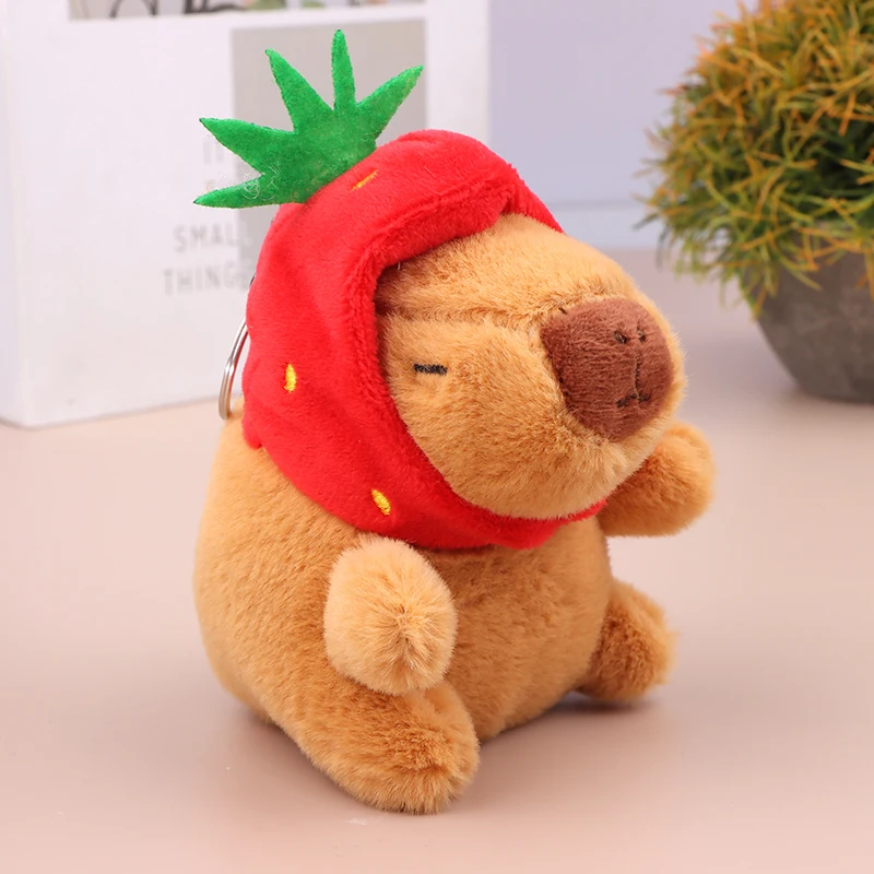 Cute Capybara Plush Toy Cartoon Kapybara Guinea Pig Pendant Soft Stuffed Doll Backpack Keychain Bag Car Key Ring Decor Kid Gift